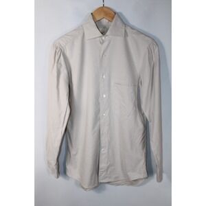 The Anthology Men's Small Slim Fit Beige Work Formal Long Sleeve Dress Shirt